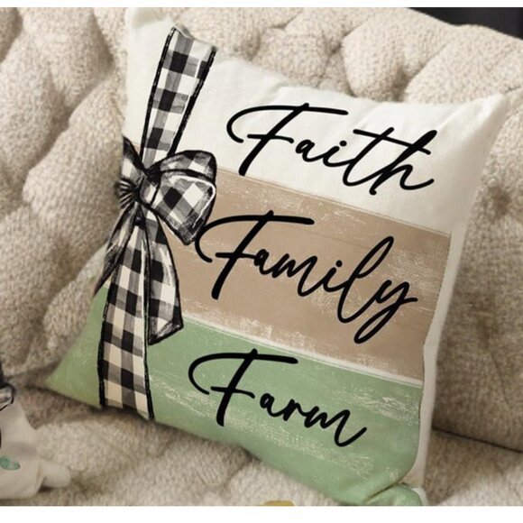 Farmhouse Decorative Throw Pillow Covers Spring Decor Green Floral Accent Cases - Picture 2 of 9